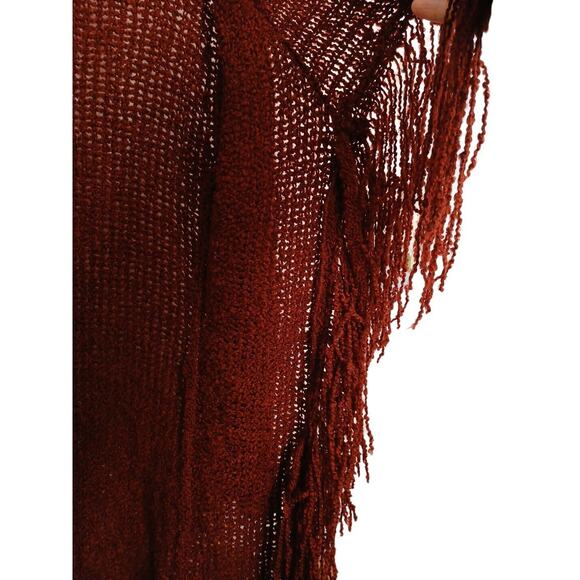 Felicity Long Cardigan Size M Burghandy KNIT Fringed VNTG 90s Bohemian Gypsy - Picture 2 of 16